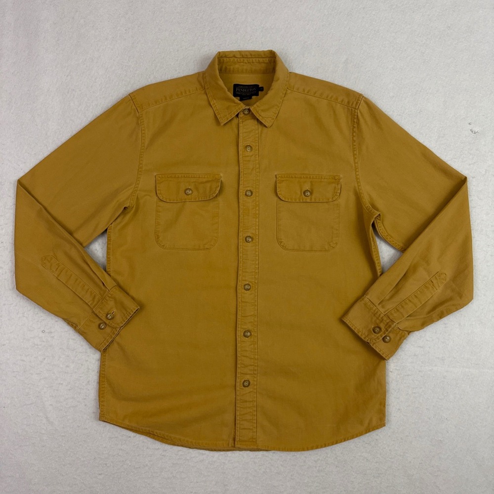 Pendleton Mens M Tan Expedition Twill Button Up Field Work Utility Shirt